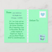 かわいいテディベアーグリーンベビーシャワー招待状 インビテーションポストカード (裏面)