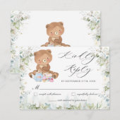 かわいいテディベアーシックなハイティーパーティー赤ちゃんシャワー 出欠カード (正面/裏面)