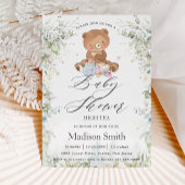 かわいいテディベアーシックなハイティーパーティー赤ちゃんシャワー 招待状
