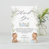 かわいいテディベアーズティーで2歳の誕生日を迎えるパーティー サンキューカード (スタンド正面)