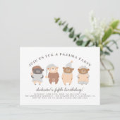 かわいいテディベアーズパジャマパーティー誕生会 招待状 (スタンド正面)