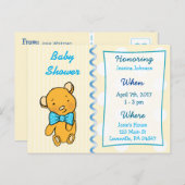 かわいいテディベアータンベビーシャワー招待状 インビテーションポストカード (正面/裏面)