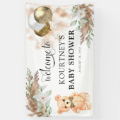 かわいいテディベアーニュートラルベビーシャワーへようこそ 横断幕 (縦)