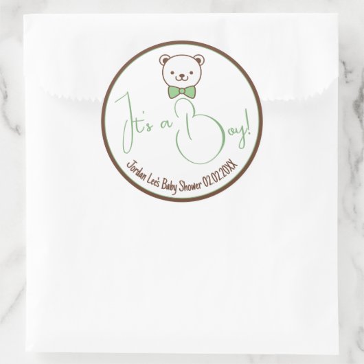 かわいいテディベアーノスタルジックブラウンティール(緑がかった色)ベビーシャワー ラウンドシール (バッグ)