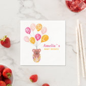 かわいいテディベアーバルーンベビーガールベイビーシャワー スタンダードカクテルナプキン (インサイチュ)