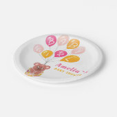 かわいいテディベアーバルーンベビーガールベイビーシャワー ペーパープレート (アングル)