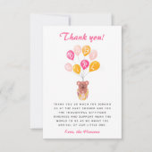 かわいいテディベアーバルーンベビーシャワーありがとう サンキューカード (正面)