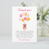 かわいいテディベアーバルーンベビーシャワーありがとう サンキューカード (スタンド正面)