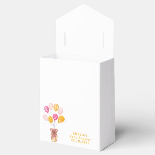 かわいいテディベアーバルーンベビーシャワーありがとう フェイバーボックス (オープン)