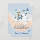 かわいいテディベアービエーターベビーシャワー サンキューカード (正面/裏面)