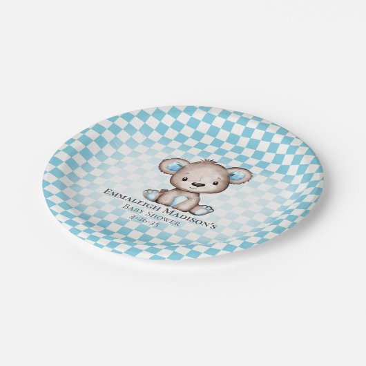 かわいいテディベアーピクニックベビーシャワー ペーパープレート (アングル)