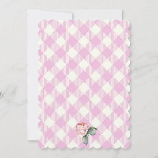 かわいいテディベアーピンクのギンガムフローラベビーシャワー (裏面)