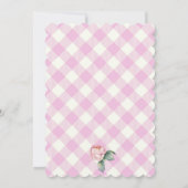 かわいいテディベアーピンクのギンガムフローラベビーシャワー (裏面)
