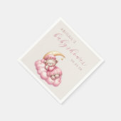 かわいいテディベアーピンクのムーンガール赤ちゃんシャワー スタンダードカクテルナプキン (角)