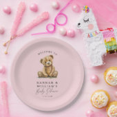 かわいいテディベアーピンクの女の子の赤ちゃんシャワー ペーパープレート (パーティー)