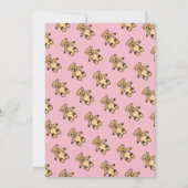 かわいいテディベアーピンクガール誕生日 招待状 (裏面)