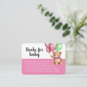 かわいいテディベアーピンク赤ちゃんシャワー予約リクエスト エンクロージャーカード (スタンド正面)