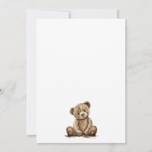 かわいいテディベアーピンク赤ちゃんシャワー 招待状 (裏面)