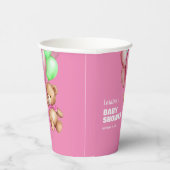 かわいいテディベアーピンク赤ちゃんシャワー 紙コップ (右)