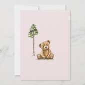 かわいいテディベアーピンク赤ちゃん女の子の赤ちゃんシャワー 招待状 (裏面)