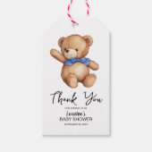 かわいいテディベアーブルーベビーシャワー ギフトタグ (正面)
