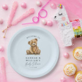 かわいいテディベアーブルーボーイベビーシャワー ペーパープレート (パーティー)