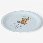 かわいいテディベアーブルーボーイベビーシャワー ペーパープレート (アングル)