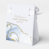 かわいいテディベアーブルー金ゴールド抽象芸術ありがとう フェイバーボックス (裏面サイド)