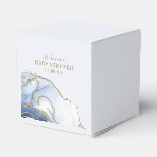 かわいいテディベアーブルー金ゴールド抽象芸術ありがとう フェイバーボックス (裏面サイド)