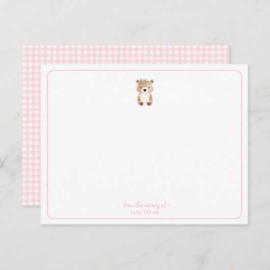 かわいいテディベアーベビーガールサンキューカード サンキューカード (正面/裏面)