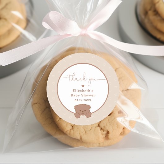 かわいいテディベアーミニマリスト赤ちゃんシャワーありがとう ラウンドシール
