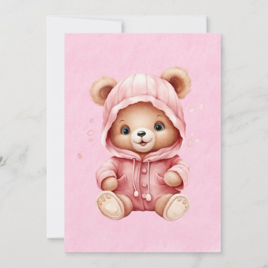 かわいいテディベアーレインボーガールベビーシャワー 招待状 (裏面)