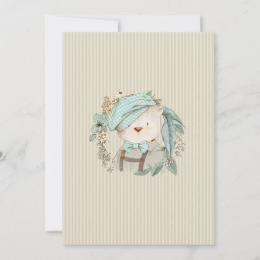 かわいいテディベア仮想ベビーシャワー男の子のために 招待状 (裏面)