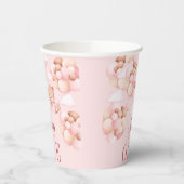 かわいいテディベア保持バルーンベビーガール誕生日 紙コップ (左)