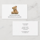 かわいいテディベア保育園ベビーシッター 名刺 (正面/裏面)