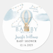 かわいいテディベア冒険男の赤ちゃんシャワーシール ラウンドシール (正面)