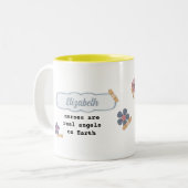 かわいいテディベア名前をカスタムするマグカップナース ツートーンマグカップ (正面左)