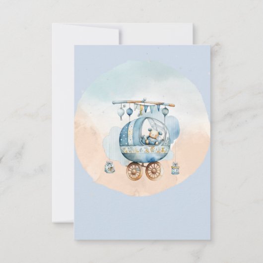 かわいいテディベア天の赤ちゃんシャワー サンキューカード (裏面)