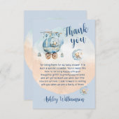 かわいいテディベア天の赤ちゃんシャワー サンキューカード (正面/裏面)