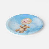 かわいいテディベア女の子バルーンベビーシャワー ペーパープレート (アングル)