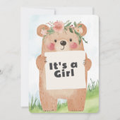 かわいいテディベア女の子ベビーシャワー招待状 招待状 (正面)