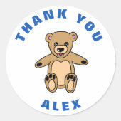 かわいいテディベア子供の誕生日ありがとう ラウンドシール (正面)