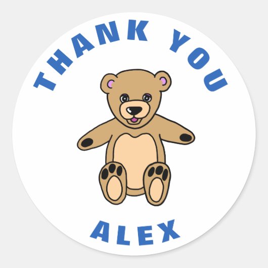 かわいいテディベア子供の誕生日ありがとう ラウンドシール (正面)