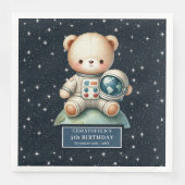 かわいいテディベア宇宙飛行士ナプキンのためのシャワーパーティー (正面)