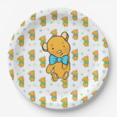 かわいいテディベア少年の赤ちゃんシャワー ペーパープレート (正面)