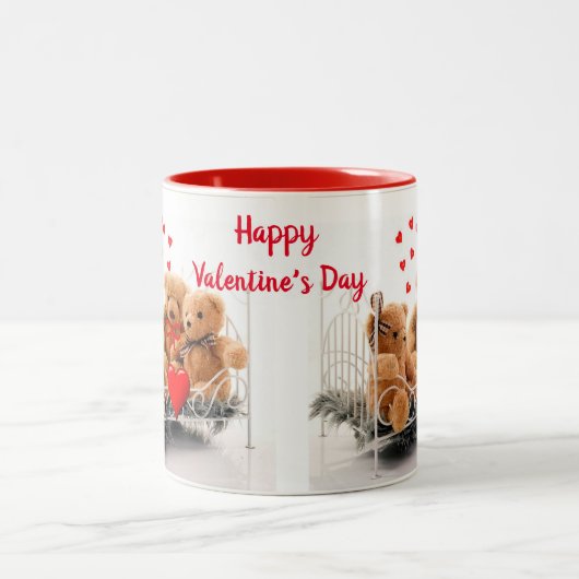 かわいいテディベア愛/バレンタインのマグカップ ツートーンマグカップ (中央)