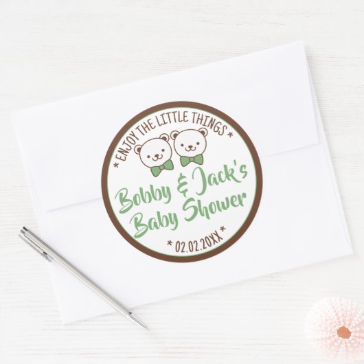 かわいいテディベア懐素朴かしい赤ちゃんシャワーギフト ラウンドシール (封筒)