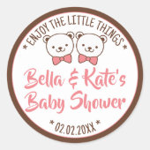 かわいいテディベア懐素朴かしい赤ちゃんシャワーギフト ラウンドシール (正面)