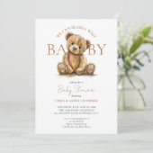 かわいいテディベア我々は赤ちゃんシャワーを待つことができる 招待状 (スタンド正面)