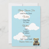 かわいいテディベア持ち歩き赤ちゃんシャワーのサイン 招待状 (裏面)